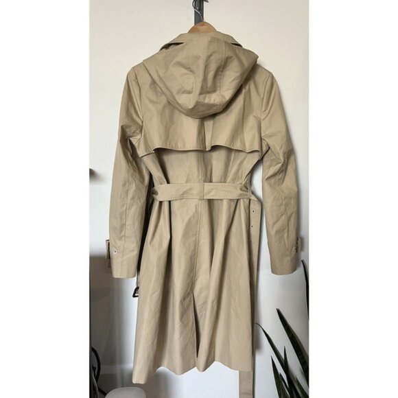 J Crew Khaki Icon Trench Coat With Detachable Hood Size 10 - Picture 7 of 13
